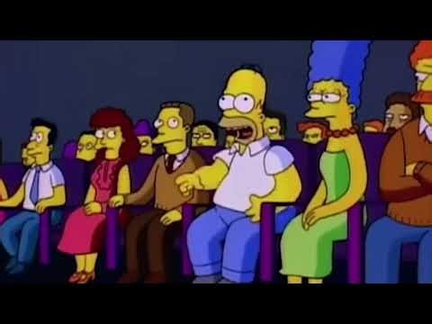 Homer Simpson laughing at movie screen green screen template