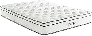 Modway Jenna 14” Innerspring and Memory Foam California King Mattress With Individually Encased Coils, White