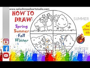 How to draw all seasons drawing for children | Spring | Summer | Fall | Winter | cartoon drawing