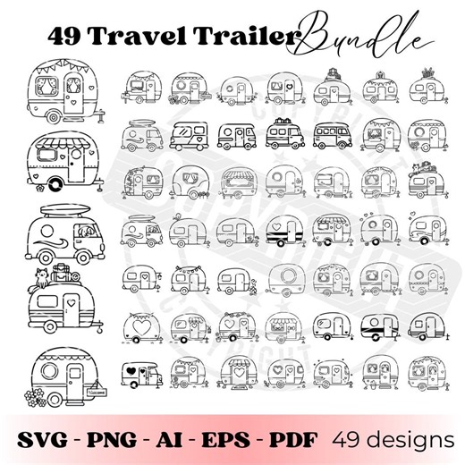 Travel Trailer SVG Bundle, Camper SVG, RV Svg Files, Caravan Clipart, Camping Cut Files for Cricut Silhouette - Etsy