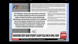 9.8K views · 51 reactions | Taekwondo body bans student caught bullying in viral video #CNNPHNewsNight www.cnn.ph | NewsWatch Plus Philippines | Facebook