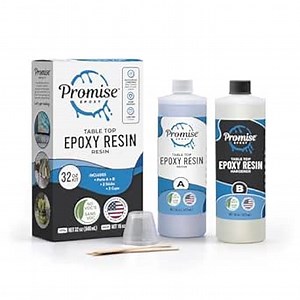 Promise Epoxy Table Top Epoxy Resin Kit 1-Gal (0.5 Gal Resin and 0.5 Gal Hardener Set)–Clear Coat for Table Top Art with Mixing Cups, Stir Sticks, Brushes, and Gloves, Hand Mix DIY Casting Supplies