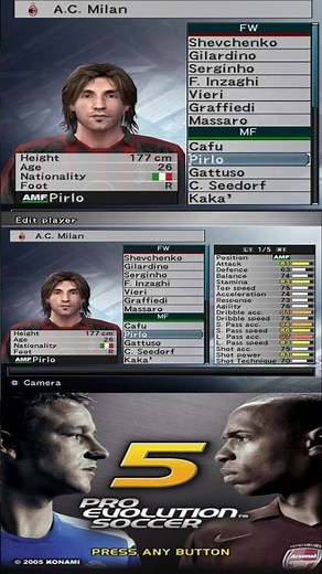 AC Milan Full Squad in PES 5 - Full Team & Player Stats (Pro Evolution Soccer 5)