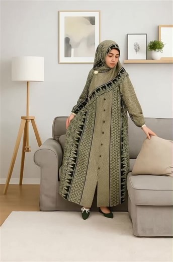 Gamis Zahira Set Hijab Kancing,Banyak Warna,Motif dan Ukuran.Silakan Klik Beli #gamis #gamissethijab