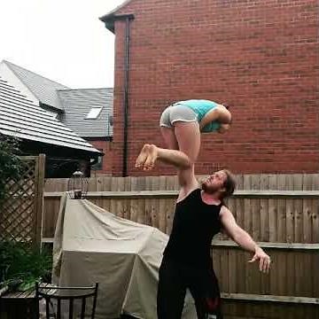 [One Arm] Strongman overhead lifting woman 5