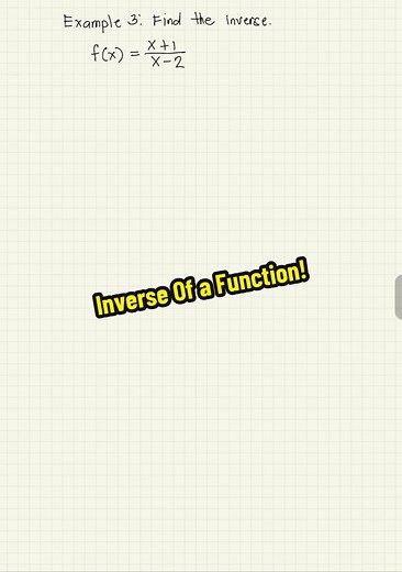 Inverse of a One-to-One Function (Example 3) #GeneralMathematics #mathtutor #mathlessons