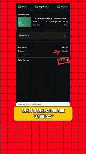 GFG COUPON CODE🔥✨️ | GEEKS FOR GEEKS LATEST COUPON | GFG DISCOUNT CODE #ytshorts #gfgcouponcode