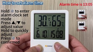 Indoor Thermometer, Room Thermometer and Hygrometer with Clock, Temperature and Humidity Meter with Clock, Double Comfort Indicator, Time, Date(White)