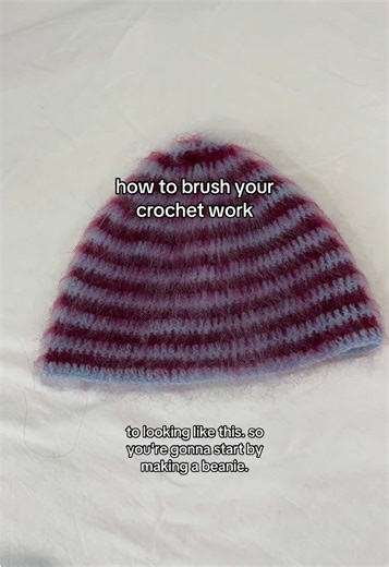 how to brush crochet! #crochet #beanie #brushed