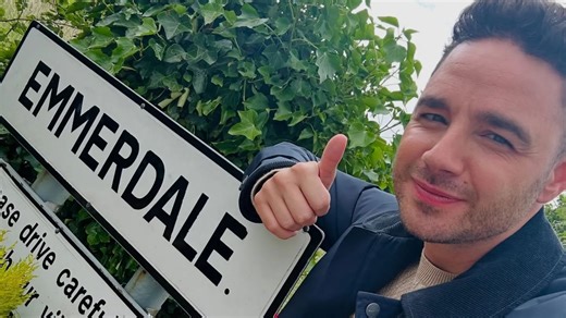 Adam Thomas reveals 'he's back' filming at Emmerdale as he shares pic from set
