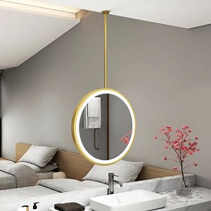 [Hot Item] European Luxury Bathroom Mirror Suspender Round Mirror Hotel Ceiling Hanging Mirror with LED
