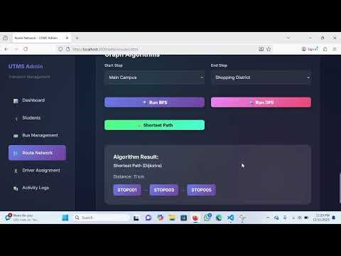 University Transport Management System (UTMS) | DSA Semester Project | Live Demo
