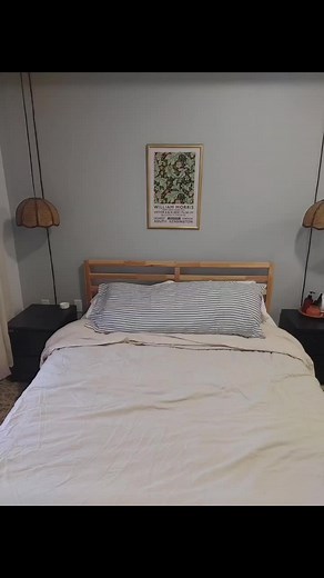 Ikea Tarva hack 💫 Upgrade your Ikea Tarva bed frame with a simple diy headboard! All you need is: -Your favourite fabric -2 inch foam -Batting -Hardboard (Cut to Size at home depot) -Nail Gun This simple hack brought so much character and life into my space & finally the bedframe that almost ruined my relationship is something that we both can enjoy 💕