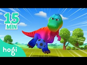 [NEW🌟] Colorful Dinosaurs Playing Soccer 🦖 ⚽️｜15 min｜Colors for Kids｜Hogi Colors｜Hogi Pinkfong