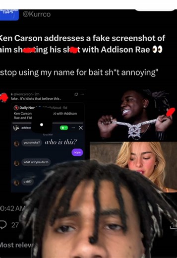 Ken Carson Addresses Fake Screenshot of him and Addison Rae.. #kencarson #addisonrae #dutie