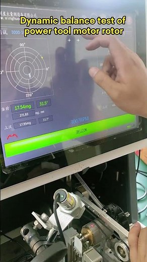 Dynamic balance test of power tool rotor - Zero Dynamic.