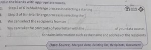 Fill in the blanks with appropriate words.Step 2 of 6 in Mail ... | Filo