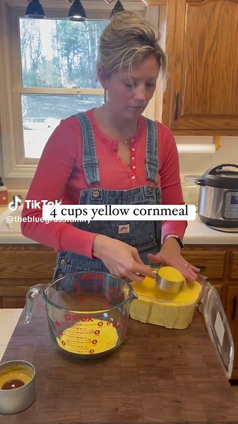 Self rising cornmeal! Makes this up ahead of time so when ya go to back cornbread it’s quick and easy to do so :) here’s the recipe: 4 c cornmeal (yellow or white) 1/4 c all purpose flour 2 tbsp baking powder 2 tsp salt When ready to bake take 2 c mix- 1 c buttermilk- 2 lg eggs-1/4 c melted butter and 1-2tbsp (sugar optional). Bake 400 in 8-10 inch cast iron for 20 minutes! #southerncooking #homecooking #recipes
