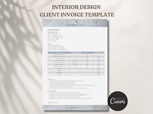 Interior Design Client Invoice Template, Minimalist Invoice Template, Interior Designer Project Management - Etsy