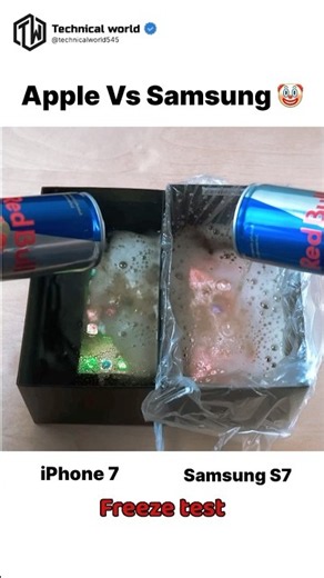 iPhone 7 Vs Samsung S7☠️ #Redbull Freeze test 🥶#Will it Survive🤔