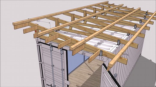 Demonstration of the assembly of roofing for converting maritime containers into an office, garden studio, DIY workshop, pool house, etc. | Shipping Container World