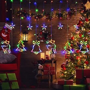 Amazon.com: LOLStar Christmas Decorations, Christmas Window Lights, 138 LED Multicolor String Lights Remote 8 Flashing Modes Corded Powered Curtain Lights for Christmas, New Year, Indoor Window Decors : Home & Kitchen
