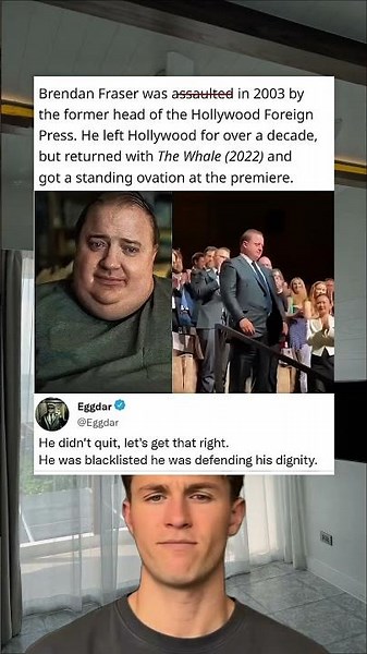 He left Hollywood for over a decade, but returned with The Whale (2022) and got a standing ovation