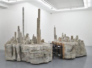 Cityscapes made from schoolbooks