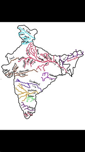 Draw Indian map in 30 sec with INDIA’s River System #geography #upsc #upscaspirants #indiamapdraw