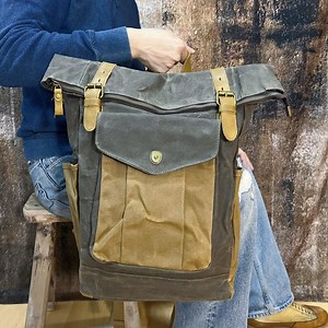 Vintage Waxed Canvas Backpack, Leather Travel Rucksack, Waterproof School Bag for Men, Retro Outdoor Laptop Backpack - Etsy UK