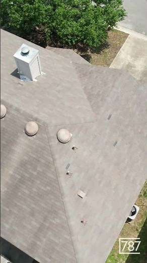 Drone inspection of a roof damaged by hail in Austin TX, insurance company approved for a new roof.