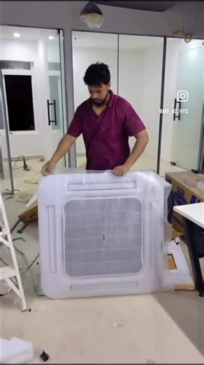 Carrier cassette ac instaIIarion #acservice #airconditioner #acwok #actechnician #viralvideo #hvac