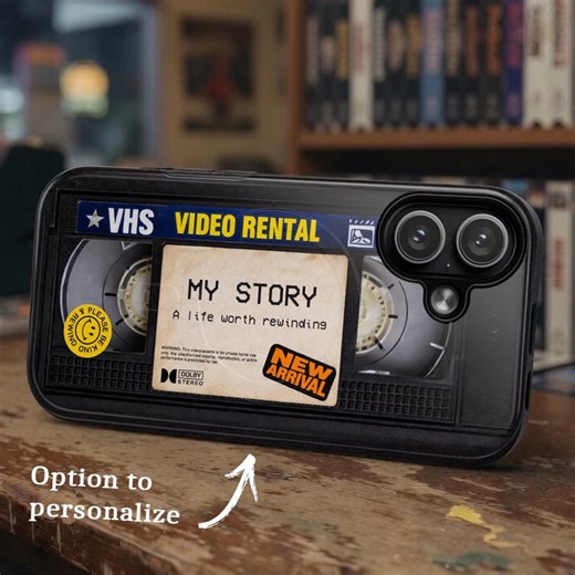 Custom VHS Phone Case, Personalized iPhone 17 Case, Retro Video Tape Aesthetic, Samsung S25 Case, Nostalgia 90s Gift, Custom Text Case - Etsy