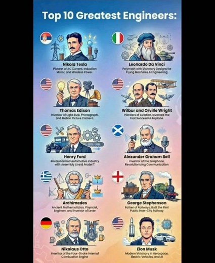 ⚙️ Top 10 Greatest Engineers in History🔥