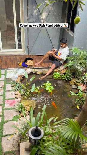Fish Pond making in backyard 🇯🇵 #anime #japan #fish #diy #interior #cute #viral #trending #shorts