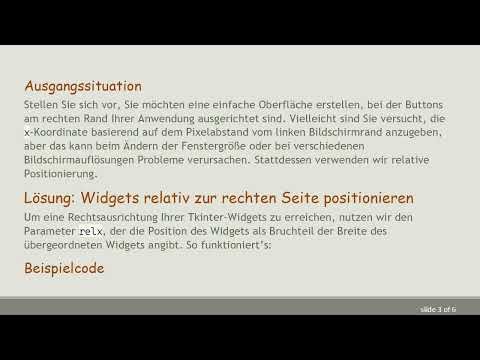 Wie man Widgets mit der Tkinter-Methode place() rechts ausrichtet