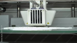 Close-up capture of a 3d printer printing. Three dimensional printing technology.