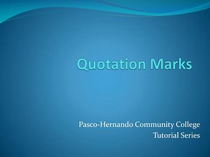 Quotation Marks - SlideServe