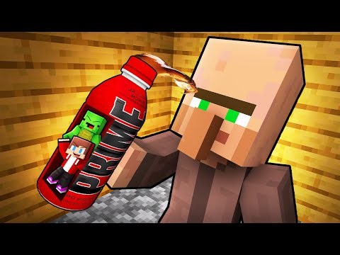 JJ and Mikey Hide Inside PRIME Drink To Prank Villager in Minecraft (Maizen)