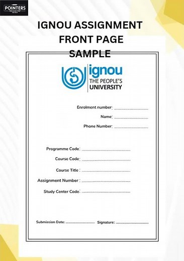 Ignou Assignment Front Page Sample#ignou #ignouassignmentupdate #frontpage#ignouassignment#ignou2025