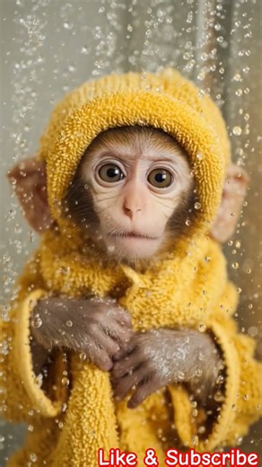 Cute monkey bathing#viral #funny #cuteanimal #bunny