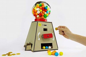 How to make a coin-operated gumball machine out of cardboard
