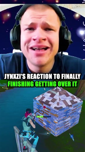Jynxzi’s Reaction to FINISHING Getting Over It After HOURS 😭💀 #jynxzi #gettingoverit #fortnite