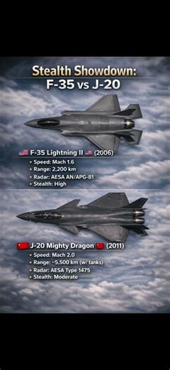 F-35 vs J-20 Stealth Showdown | fighterjets Comparison #Stealth #Aviation #fighterjetcomparison