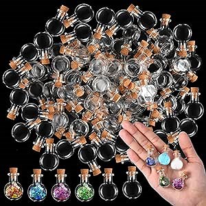 Zhehao 100 Pcs 2 ml Mini Glass Bottles Jars with Cork Stoppers Small Wishing Bottle Tiny Jars with Cork Mini Potion Bottles Clear Drifting Bottle for Wedding Birthday Party DIY Crafts Supplies