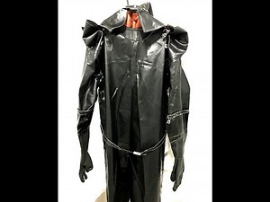 HEAVY RUBBER SUIT SHINY BLACK (+ORANGE) UNLINED GUMMIANZUG BOOTS GLOVES SCHWARZ VERY 'LOUD' RARE