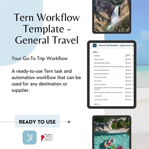 Tern General Trip Workflow | Travel Advisor Automation Template | Tasks & Emails for Any Trip - Etsy