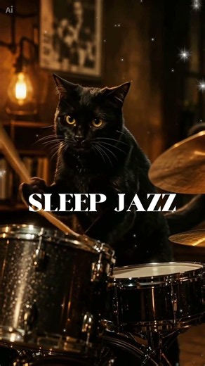 SLEEP JAZZ | This Black Cat's Jazz Drums Will Put You Out Immediately 💤 #sleepjazz #asmr