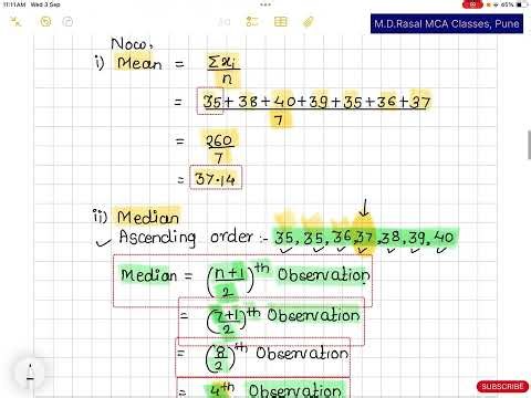 MCA- Business Statistics Lecture 1 ( Mean, Median & Mode) Individual Data