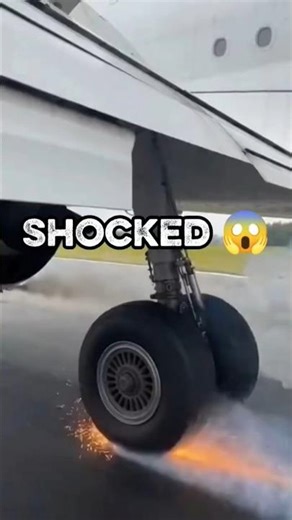 Plane Tire Explodes While Landing on Runway! 😱✈️ #airplane #shorts #runwaylanding #viralvideo